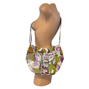 Vera Bradley Womens Floral‎ Quilted Shoulder Bag Purse Lightweight Purple Green